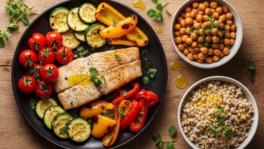 Mediterranean meal with fish, vegetables, legumes, and olive oil: MD Framework for Reversing Type 2 Diabetes Naturally