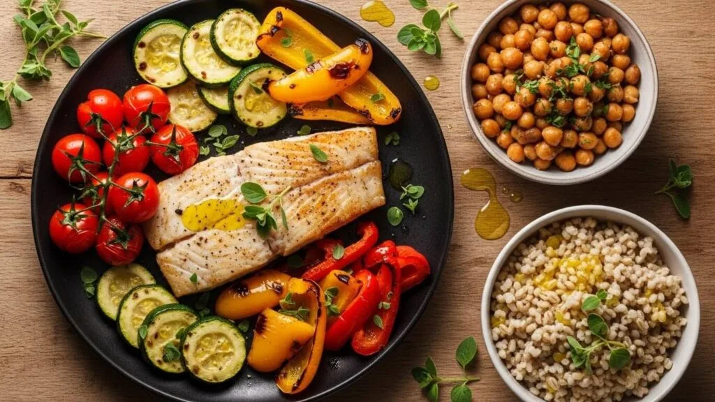 Mediterranean meal with fish, vegetables, legumes, and olive oil: MD Framework for Reversing Type 2 Diabetes Naturally