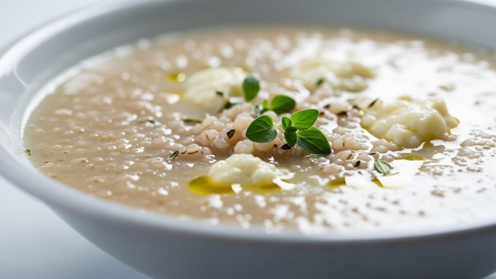 Close-up of creamy Trahana Soup Recipe
