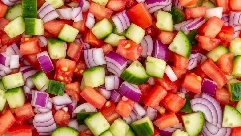 Finely Diced Baladi Salad Ingredients for Authentic Texture