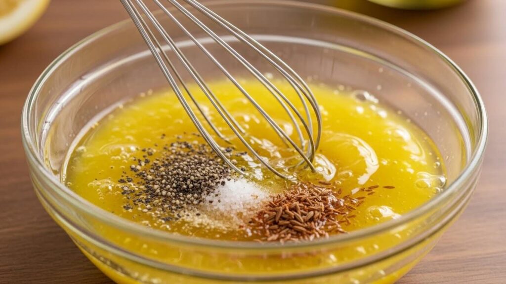 Traditional Egyptian Baladi Salad Dressing Whisked