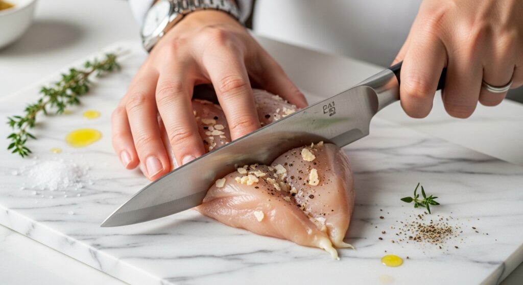 How to butterfly a chicken breast for stuffing.