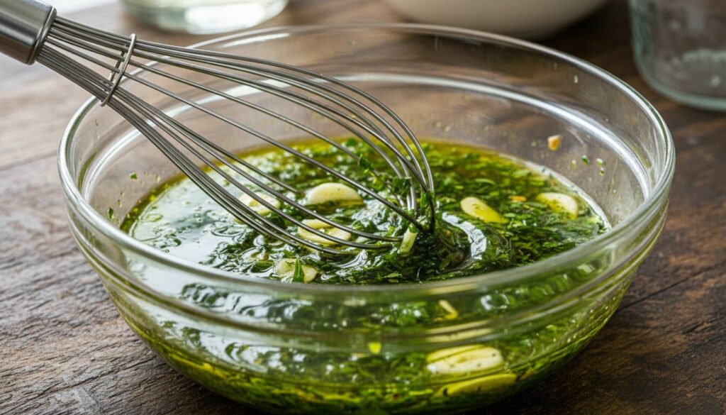 Mediterranean marinade for shrimp kabobs with garlic and herbs.