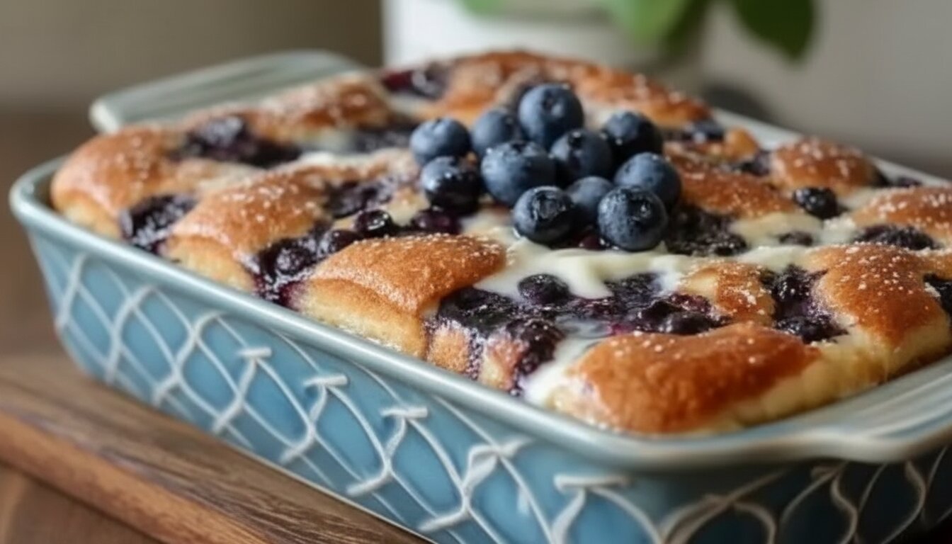 3-Ingredient Sugar-Free Blueberry Bake in a dish
