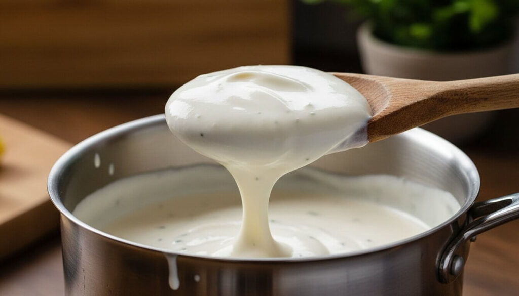 Healthy creamy Mediterranean cheese sauce for seafood