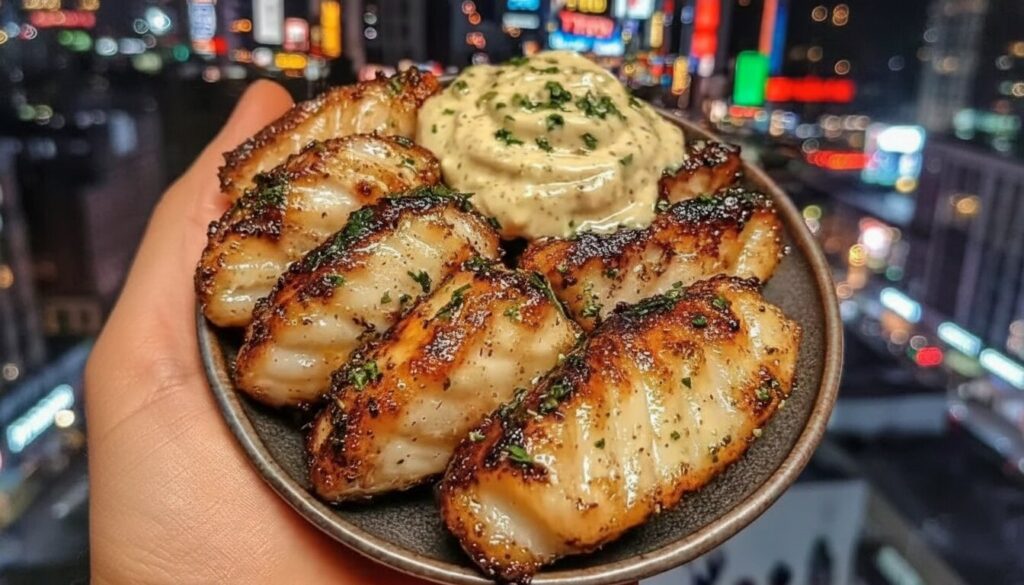 Lemon Butter Fish Bites with Garlic Aioli