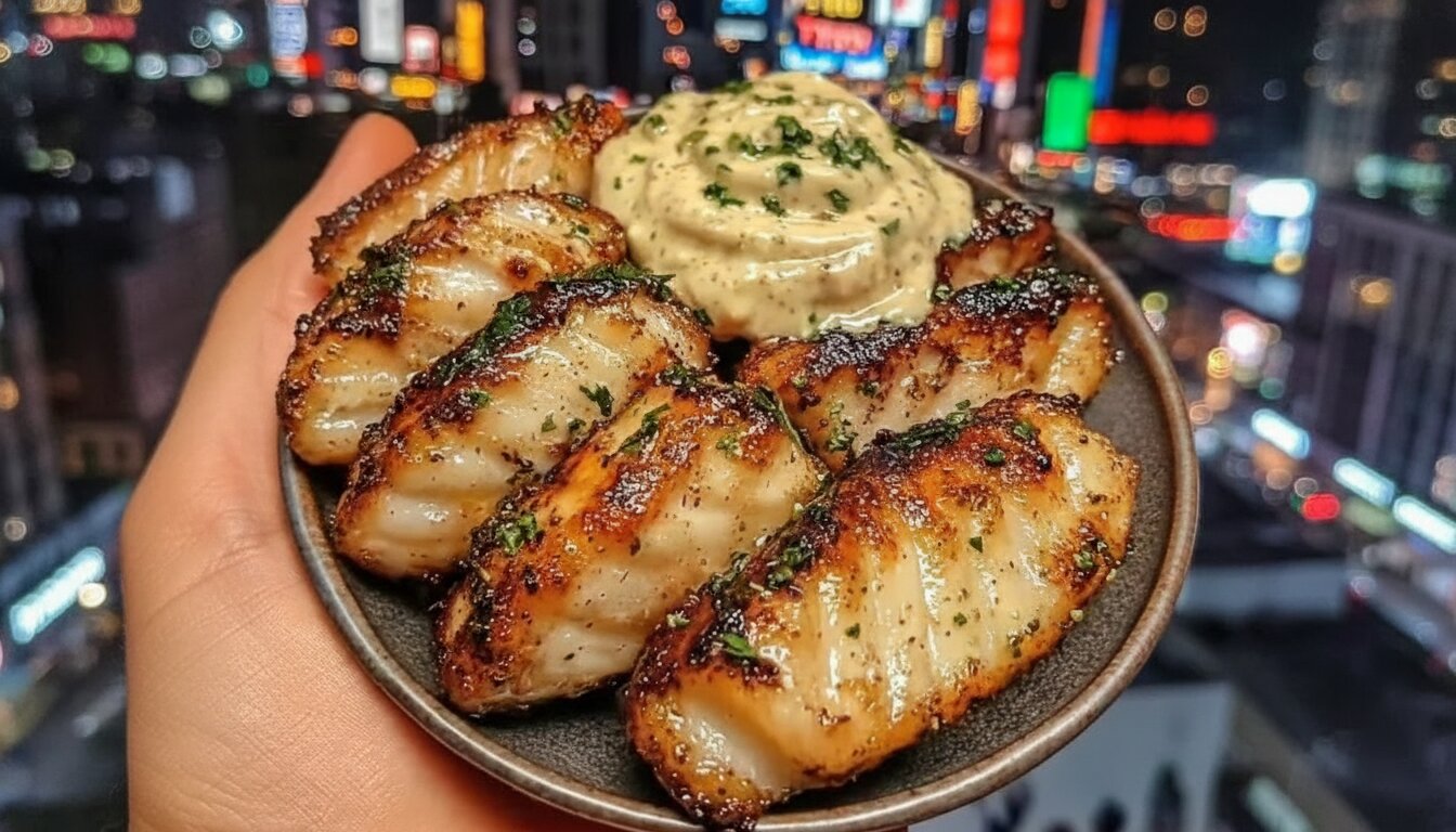Lemon Butter Fish Bites with Garlic Aioli