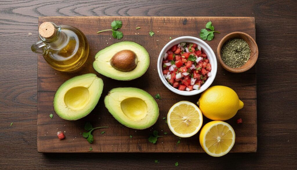 Fresh ingredients for a healthy Mediterranean steak wrap recipe.