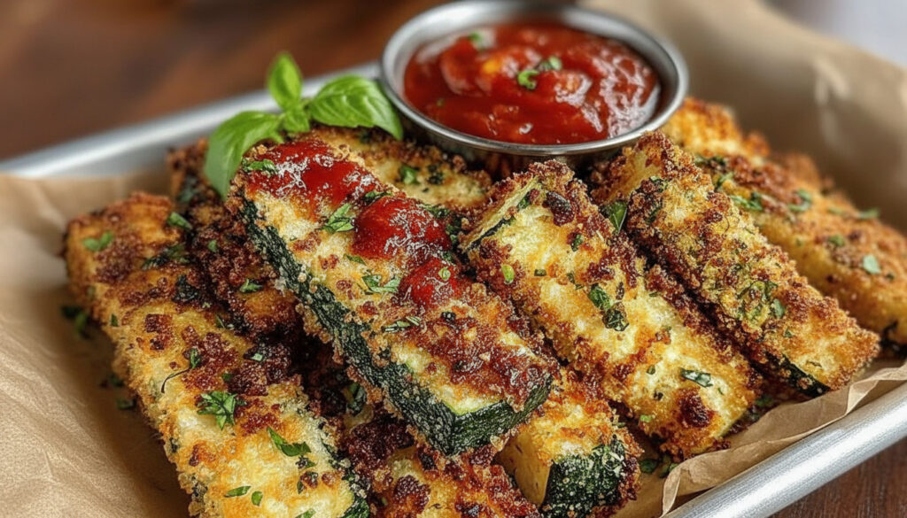 Raw zucchini sticks and parmesan cheese ingredients for healthy fries.