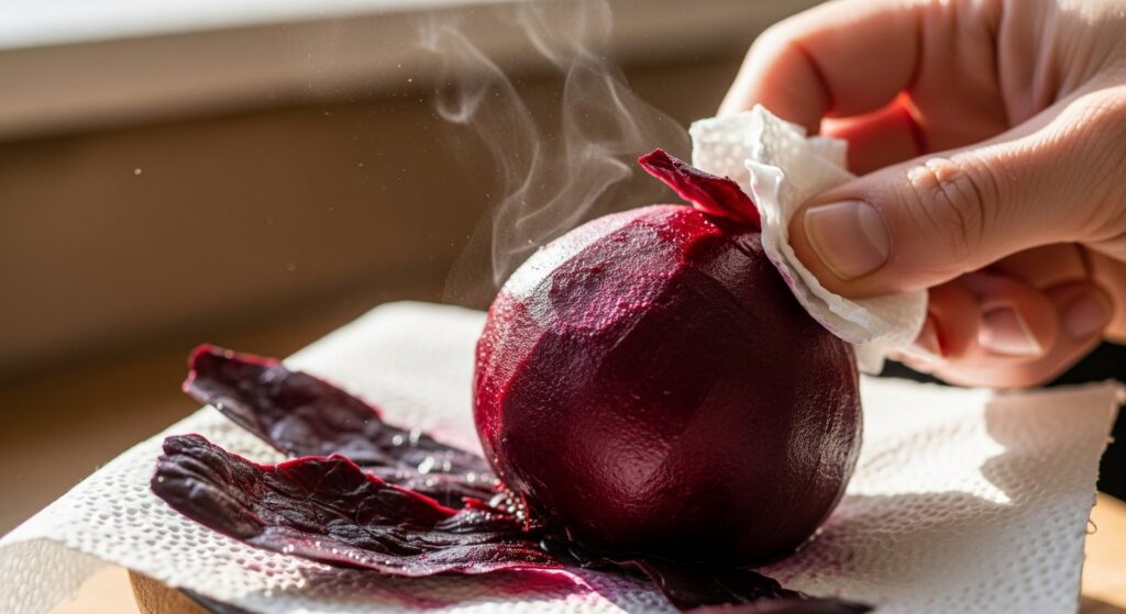 How to peel roasted beets for salad.
