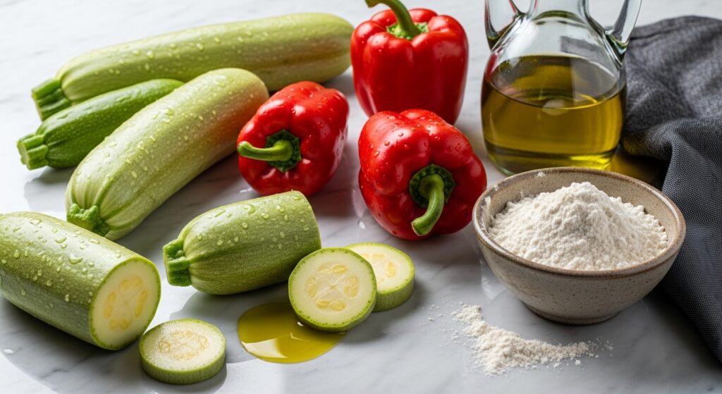Fresh ingredients for an easy vegetable galette recipe.