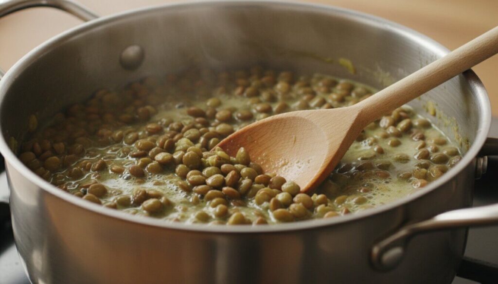 How to cook lentils for salad in a pot on the stove.