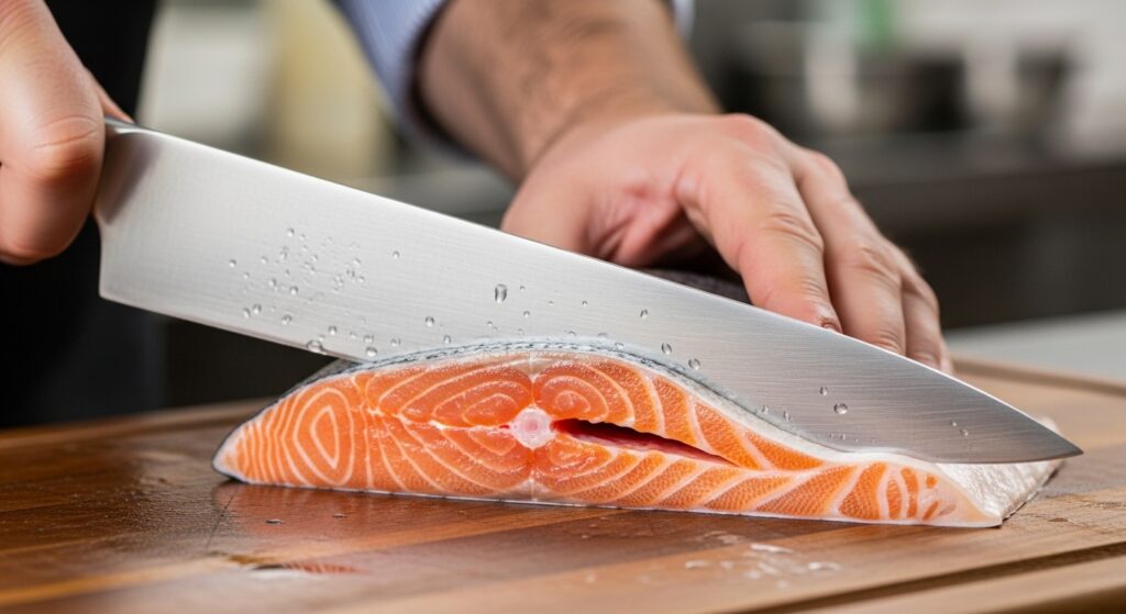 How to butterfly a salmon fillet for stuffing.