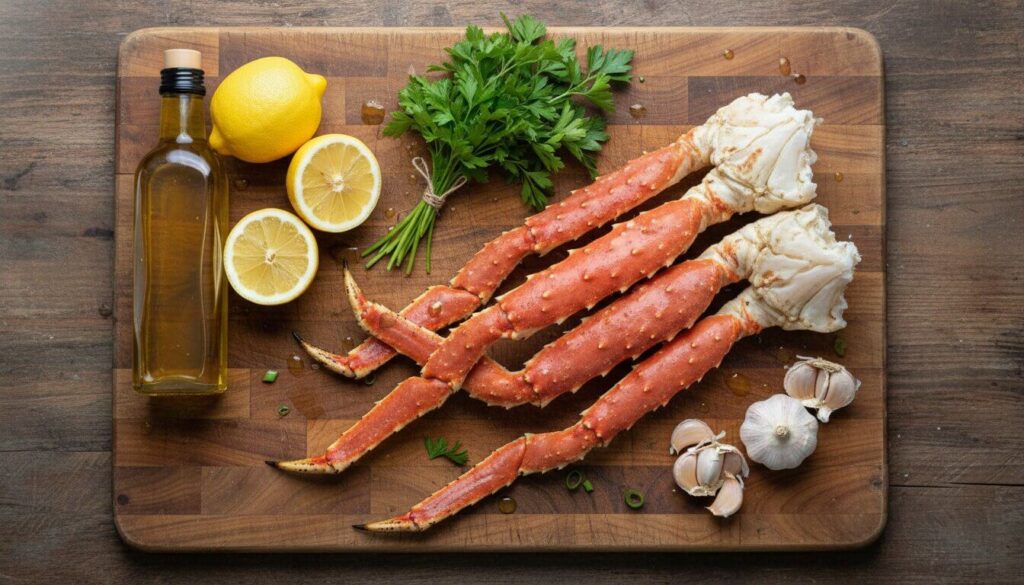 Ingredients for Mediterranean Garlic Butter Crab Legs.