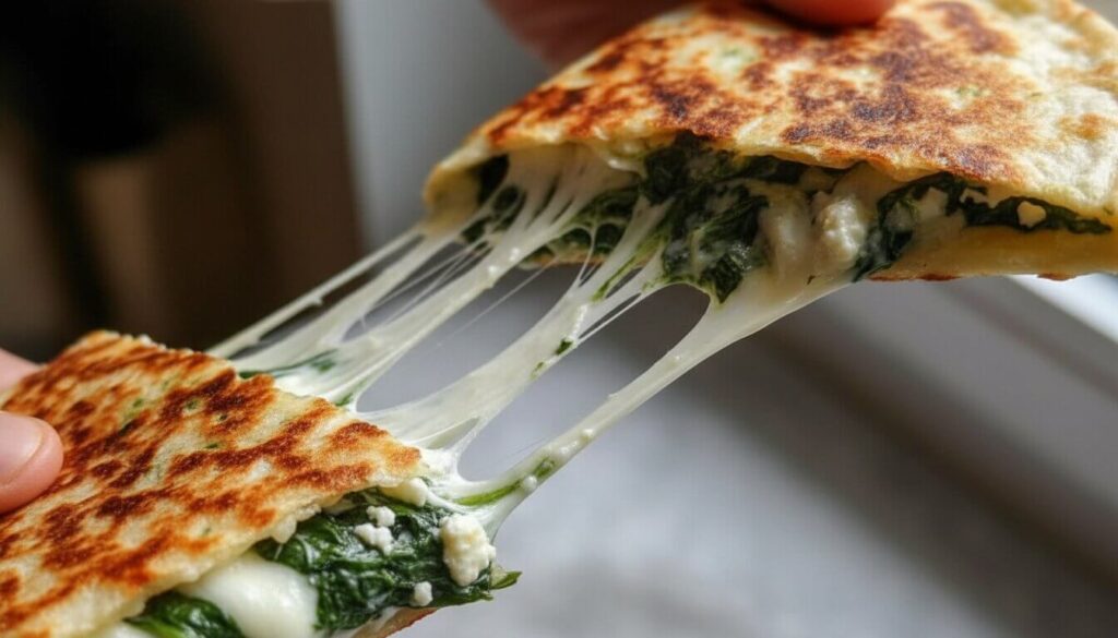 mediterranean spinach feta quesadilla