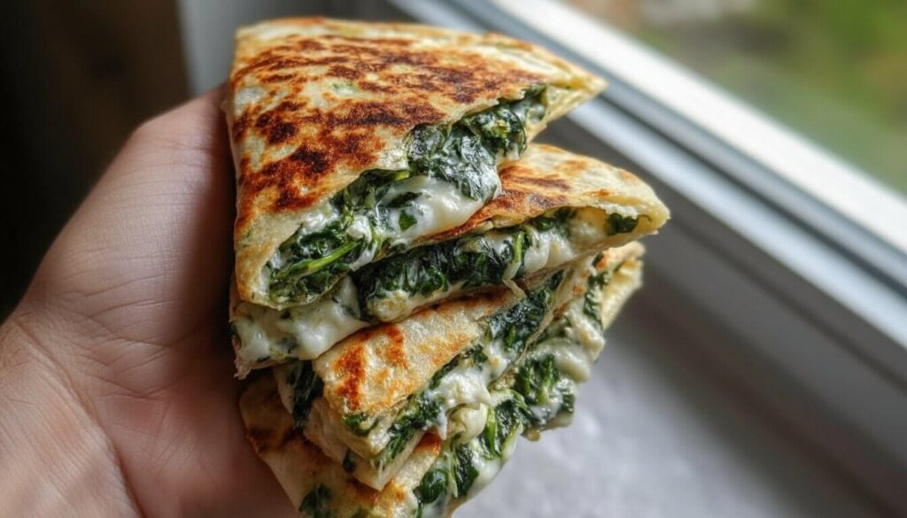 spinach and feta quesadillas