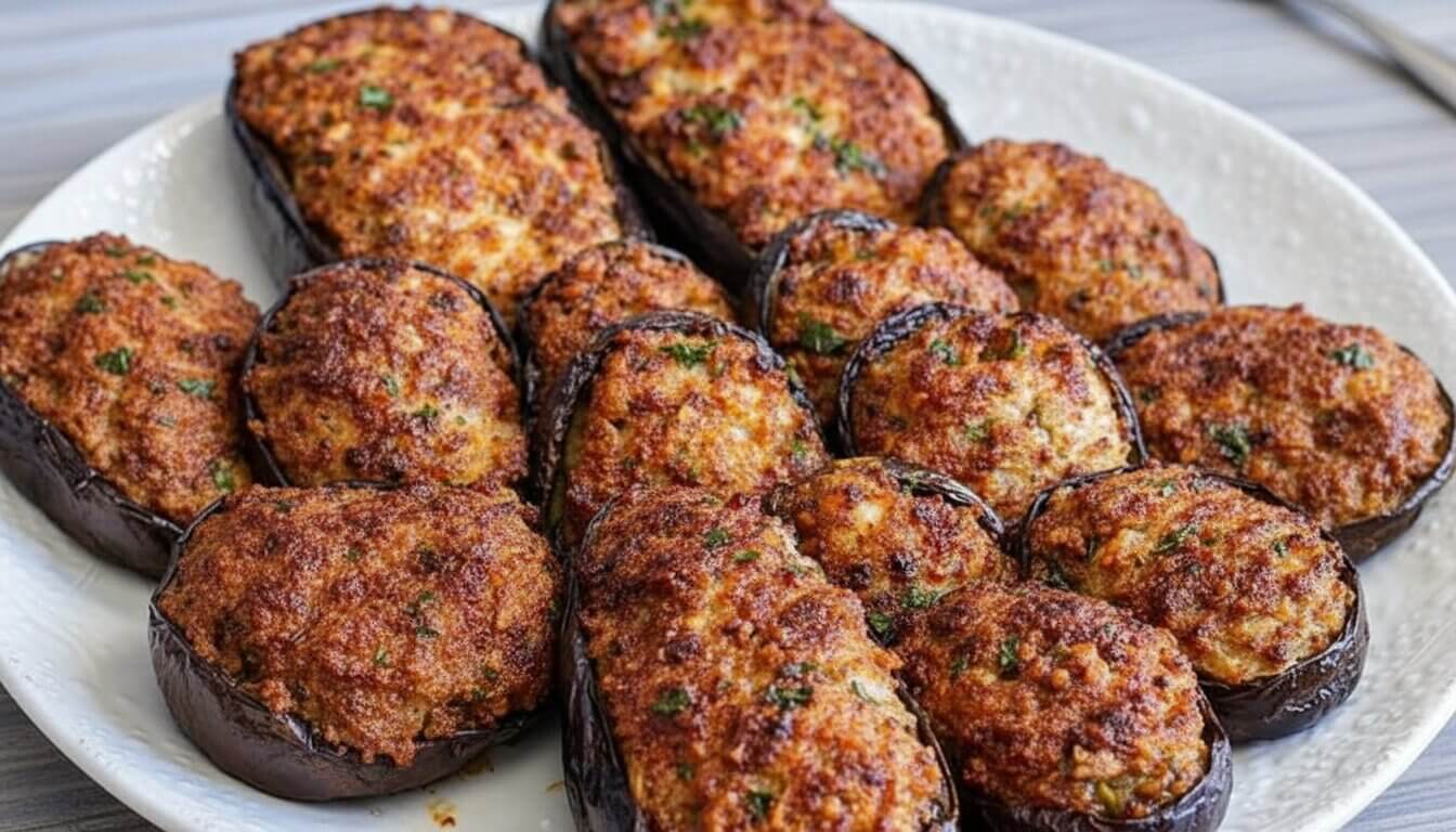 Final shot of Calabrian stuffed eggplant recipe.