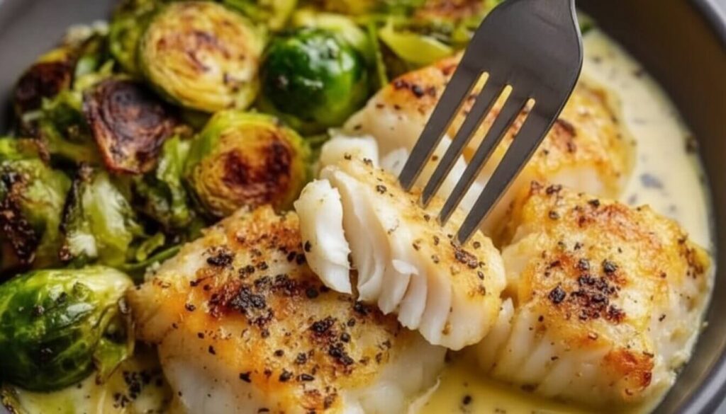 cod with brussels sprouts and lemon butter sauce