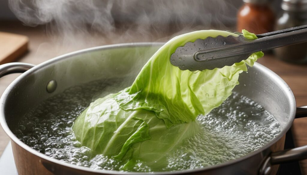 How to soften cabbage leaves for rolling by boiling.