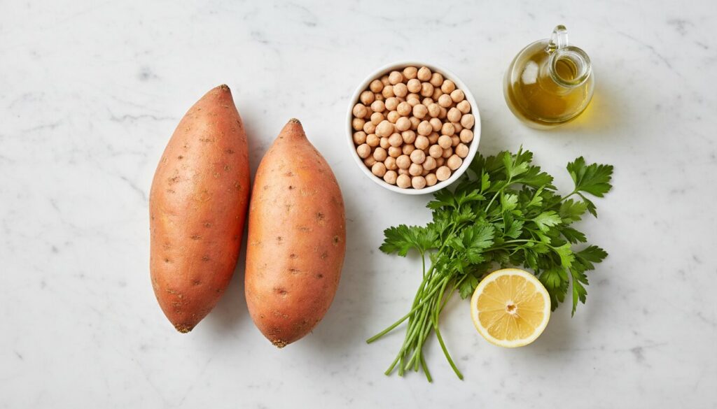 Ingredients for Stuffed Sweet Potato.