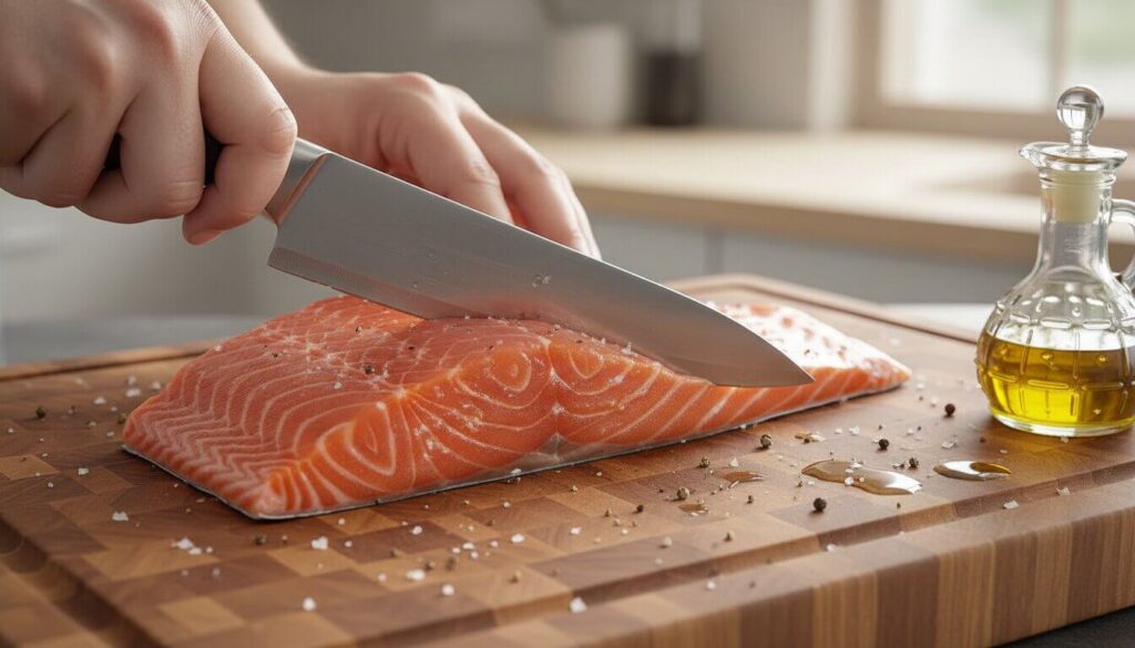 How to butterfly a salmon fillet for stuffing.