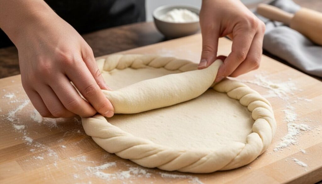 How to shape Turkish pide dough into a boat.