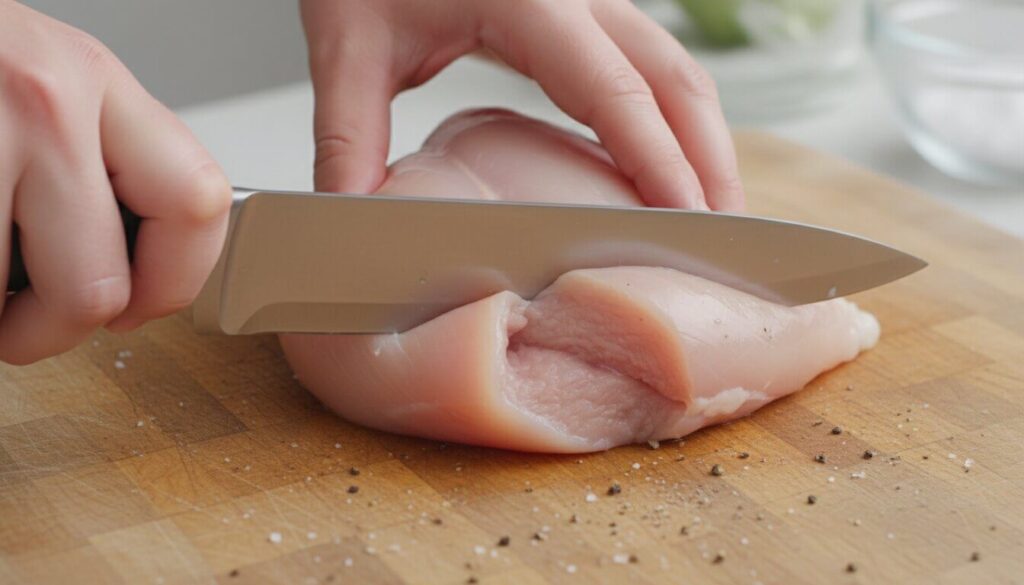How to cut a pocket in chicken breast for stuffing.