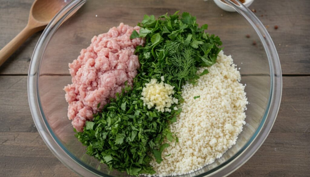 Ingredients for low carb stuffed cabbage rolls filling.