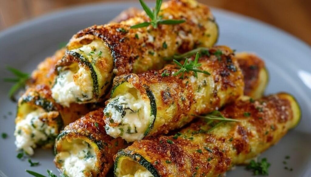 Finished Crispy Ricotta Zucchini Rolls