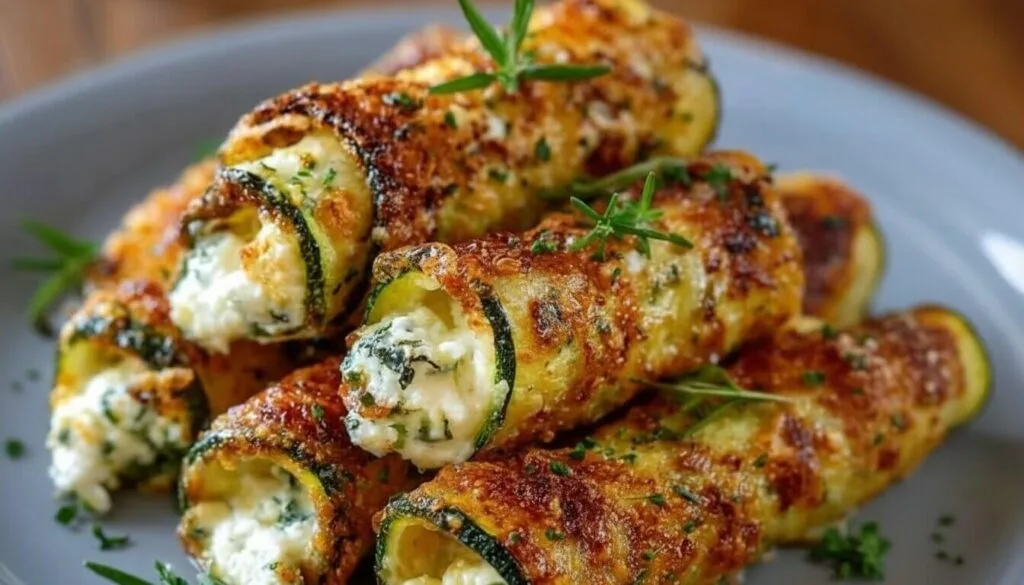Finished Crispy Ricotta Zucchini Rolls