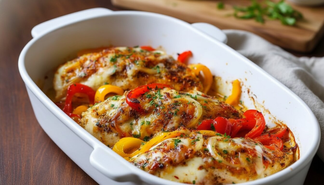 One pan chicken and peppers oven roasted to perfection