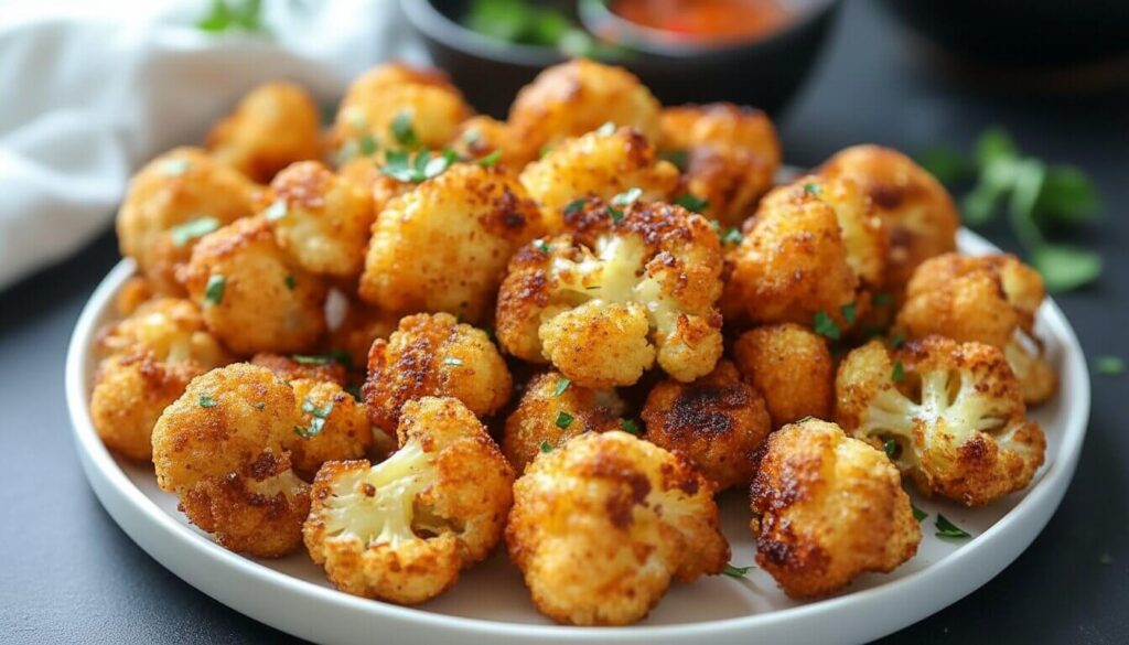 Crispy roasted cauliflower florets spread
