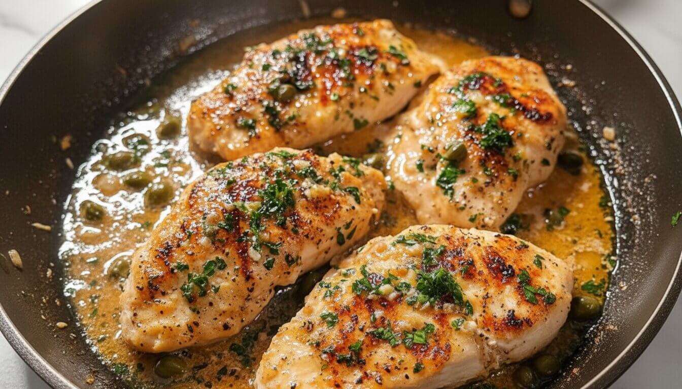 Chicken Piccata with lemon butter sauce and capers