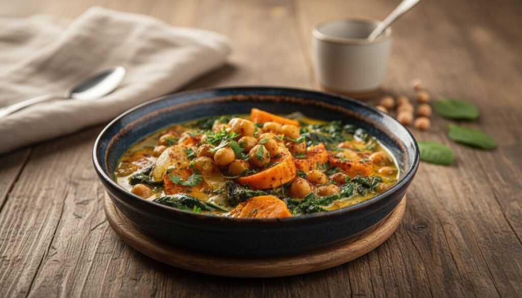 Hearty one pan vegetable stew with carrots and potatoes