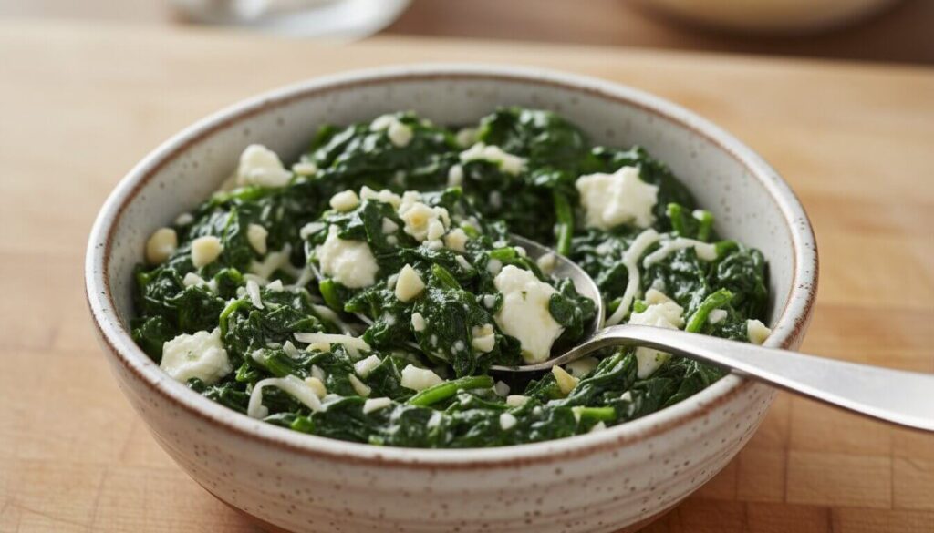 Creamy spinach and garlic filling for stuffed chicken.