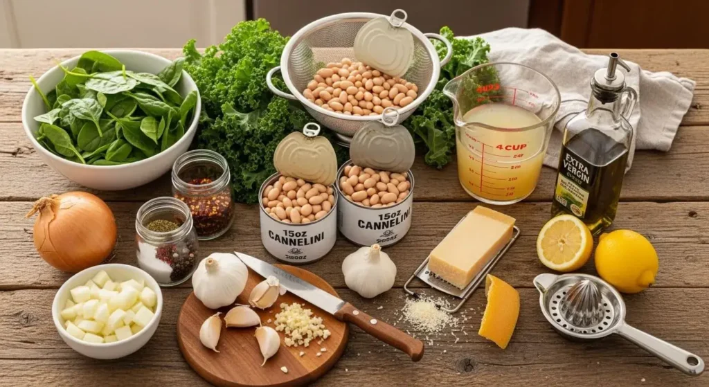 Ingredients for Creamy Parmesan Bean Stew.