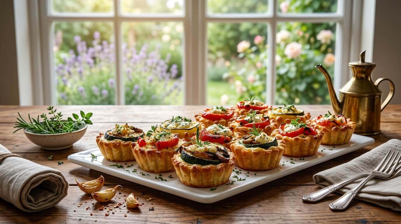Golden Mini Veggie Tartlets .