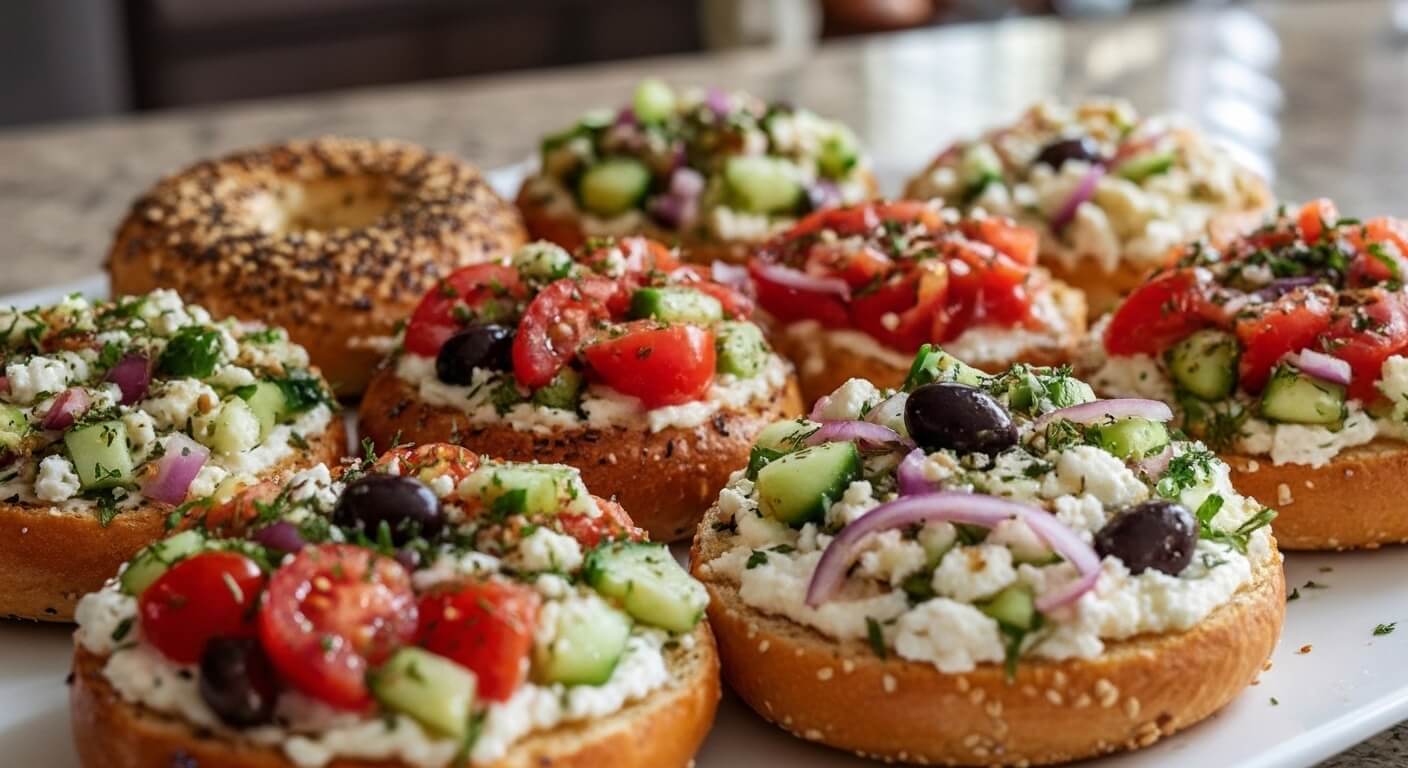 Mediterranean-Veggie-Cottage-Cheese-Bagel-Finished
