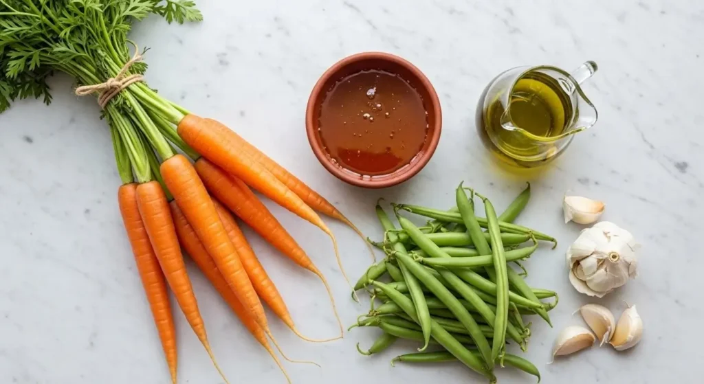 honey-glazed-carrots-green-beans-raw-ingredients