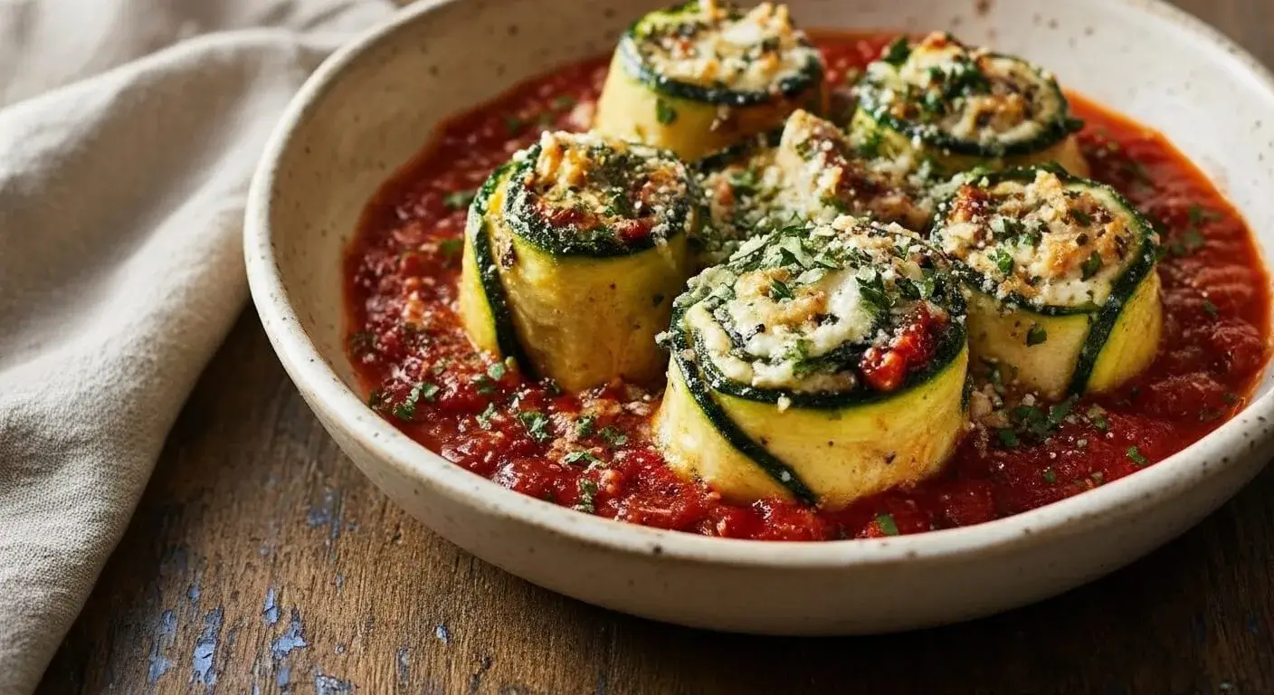 Baked Zucchini Roll-Ups Finished Dish