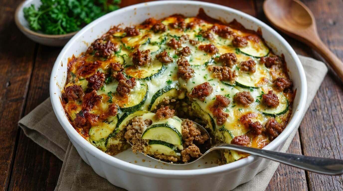 Low Carb Loaded Zucchini Bake.