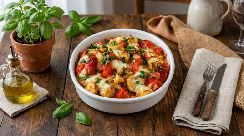 Bruschetta Chicken Casserole.