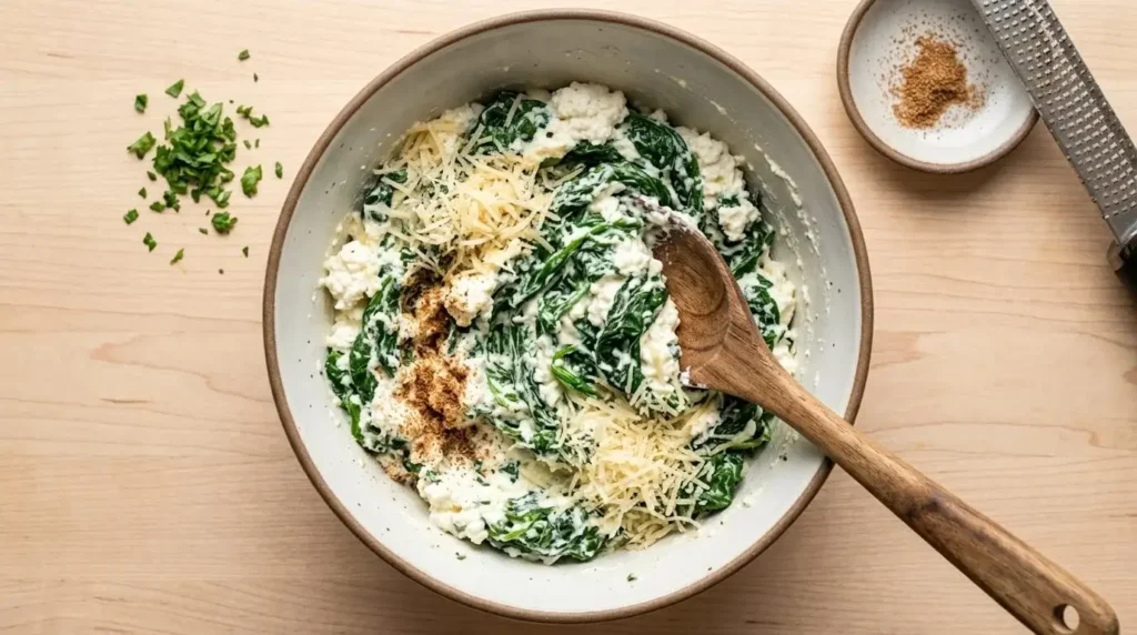 Creamy ricotta and spinach filling for stuffed sweet potatoes.